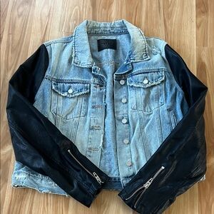 Blank NYC Denim Jacket with Faux Leather Sleeves XL